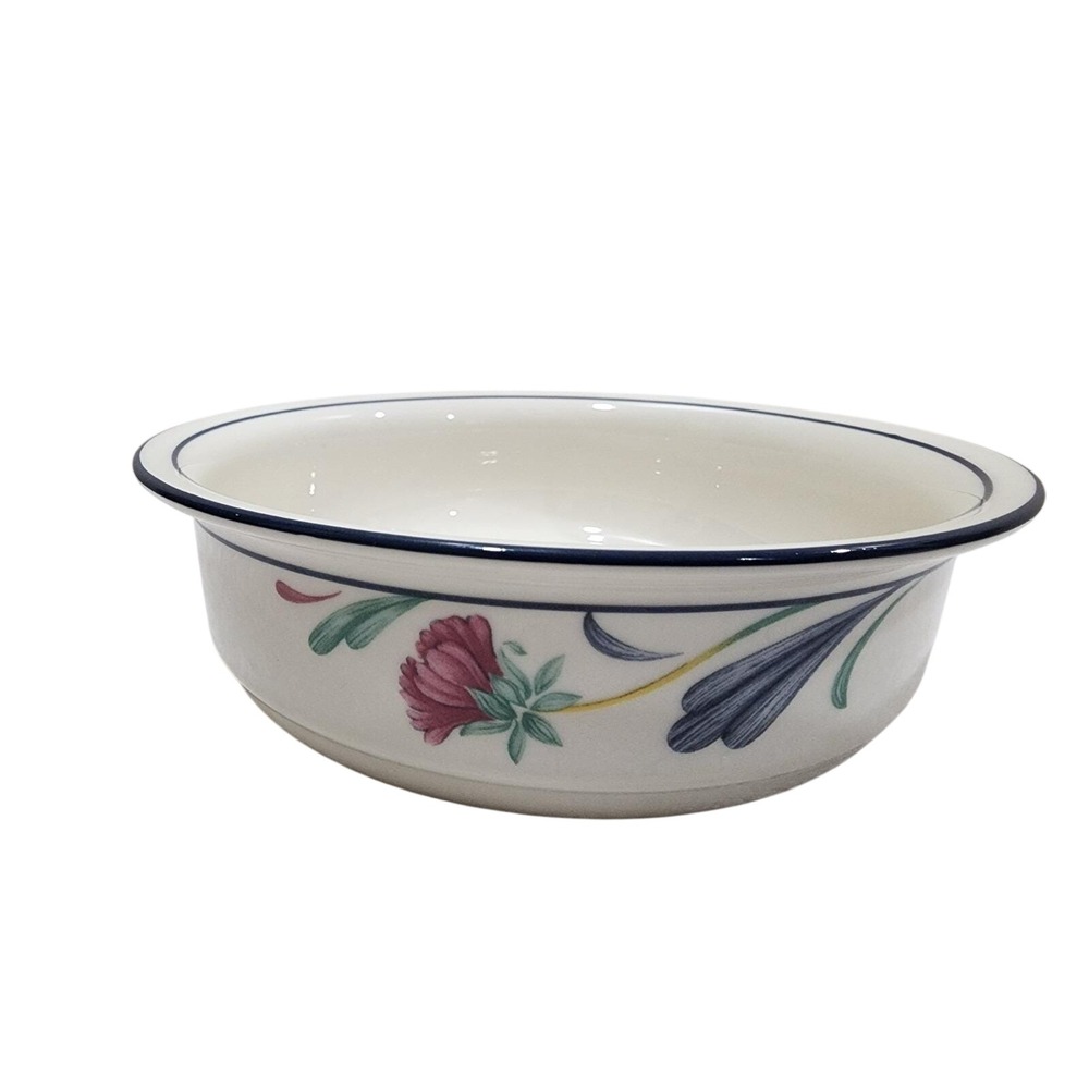 Lenox Chinastone Poppies On Blue Soup Cereal Bowl 6 1/4" Vintage USA Floral